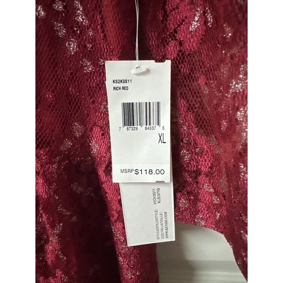 Kensie Womens Flare Lace A-line Dress, rich Red XL New With Tags Xl/eg/tg - Picture 3 of 11